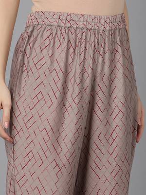 maroon printed poly silk styles women's kurta trousers with dupatta 5