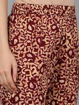 Ahika maroon embroidered pure cotton styles women's kurta trousers with dupatta 5