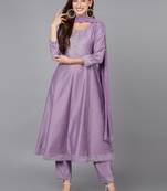 Lilac Silk Blend Silver Thread Work Kurti Set