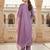Lilac Silk Blend Silver Thread Work Kurti Set