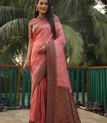 Koram Pink Kanjivaram Soft Silk Weaving Borders Havy Design Saree With Blouse For Women