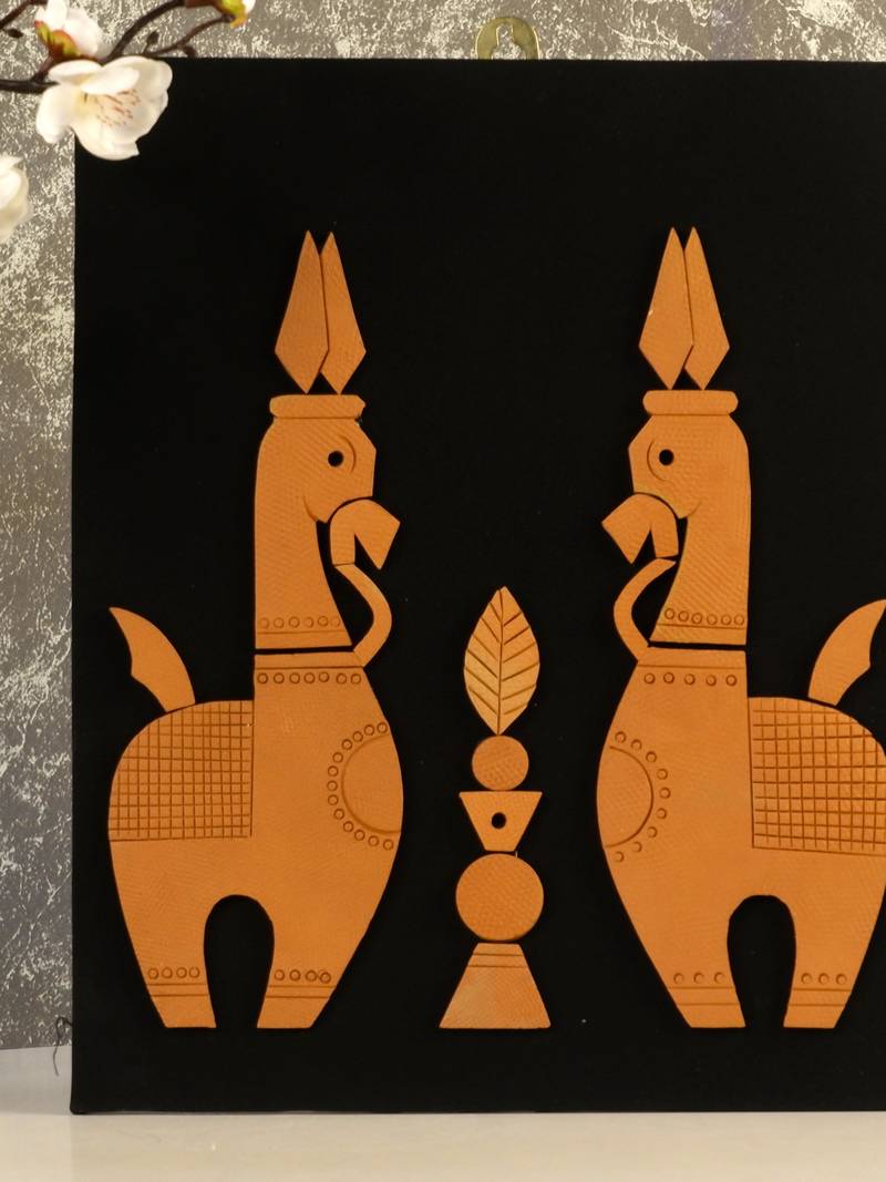  SOWPEACE Handcrafted Terracotta Horse Wall Art - Elegant Home Decor Piece