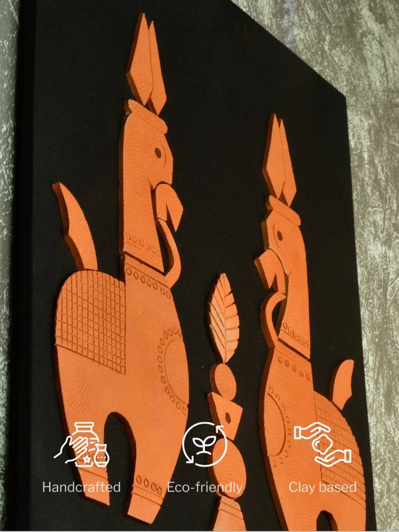  SOWPEACE Handcrafted Terracotta Horse Wall Art - Elegant Home Decor Piece