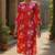 women pink cotton floral printed straight kurta