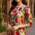 women grey rayon blend floral printed straight kurta