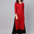 women red cotton ethnic motifs printed straight kurta