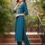 women teal silk blend solid embroidered straight kurta