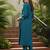 women teal silk blend solid embroidered straight kurta