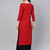 women red cotton ethnic motifs printed straight kurta