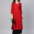 women red cotton ethnic motifs printed straight kurta