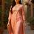 women peach cotton blend bandhani embroidered straight kurta