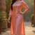women peach cotton blend bandhani embroidered straight kurta