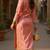 women peach cotton blend bandhani embroidered straight kurta