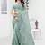Embroidered Net Scalloped Sea Green Saree With Matching Blouse Piece