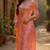 women peach cotton blend bandhani embroidered straight kurta