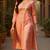 women peach cotton blend bandhani embroidered straight kurta