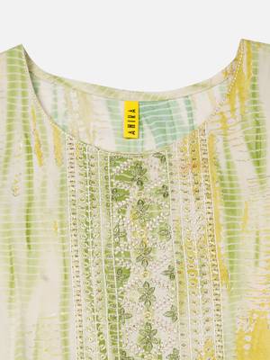 women cream viscose rayon abstract embroidered straight kurta 5
