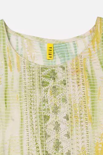 women cream viscose rayon abstract embroidered straight kurta