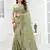 Embroidered Net Scalloped Green Saree With Matching Blouse Piece