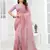 Embroidered Net Scalloped Pink Saree With Matching Blouse Piece