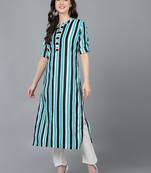 women multi cotton striped printed straight kurta