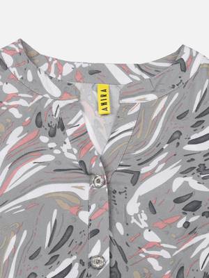women grey viscose rayon abstract printed straight kurta 5