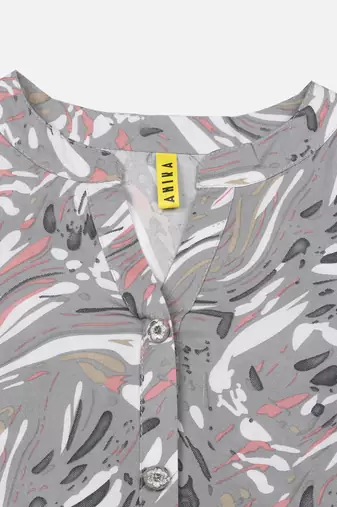 women grey viscose rayon abstract printed straight kurta