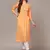 women orange viscose rayon ethnic motifs embroidered straight kurta