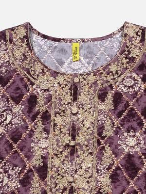 women purple viscose rayon ethnic motifs embroidered straight kurta 2
