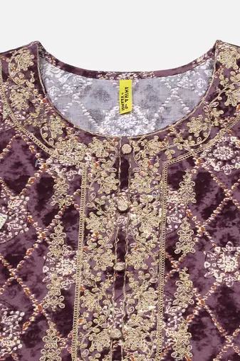 women purple viscose rayon ethnic motifs embroidered straight kurta