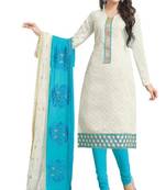 White Embroidered Lakda Jacquard  salwar with dupatta