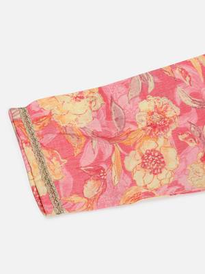 women pink viscose rayon floral printed straight kurta 5