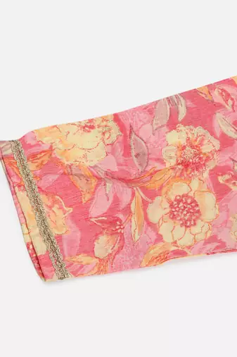 women pink viscose rayon floral printed straight kurta