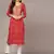 women red viscose rayon bandhani embroidered straight kurta