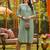 women green cotton geometric printed straight kurta