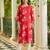 women coral cotton floral printed straight kurta