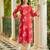 women coral cotton floral printed straight kurta