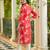 women coral cotton floral printed straight kurta
