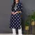 women blue cotton tie & dye  embroidered straight kurta
