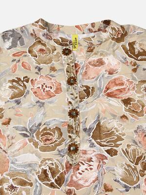 women khaki viscose rayon floral printed straight kurta 2