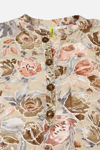 women khaki viscose rayon floral printed straight kurta