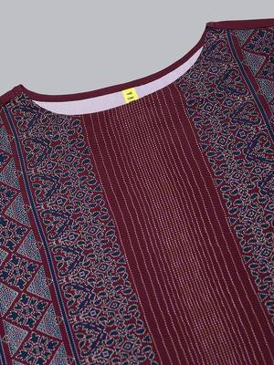 women maroon polyester ethnic motifs printed straight kurta 2