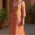 women peach silk blend abstract printed straight kurta