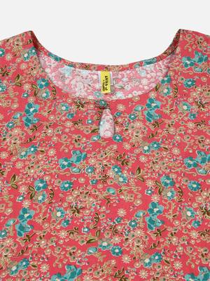 women pink viscose rayon floral printed straight kurta 2