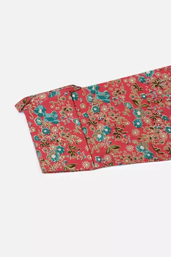 women pink viscose rayon floral printed straight kurta