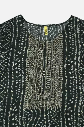 women green viscose rayon bandhani embroidered straight kurta
