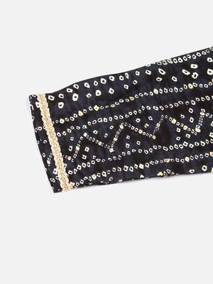 women navy blue viscose rayon bandhani embroidered straight kurta 5