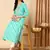 women sea green viscose rayon leheriya embroidered straight kurta