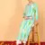 women turquoise blue viscose rayon abstract embroidered straight kurta