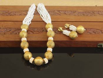 Designer gold plated pearl necklace set 2